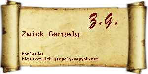 Zwick Gergely névjegykártya